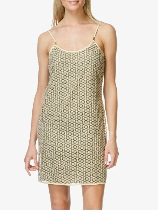 Diane Von Furstenberg Alvera Sleeveless Gold Lace Slip Dress Women’s Size Small